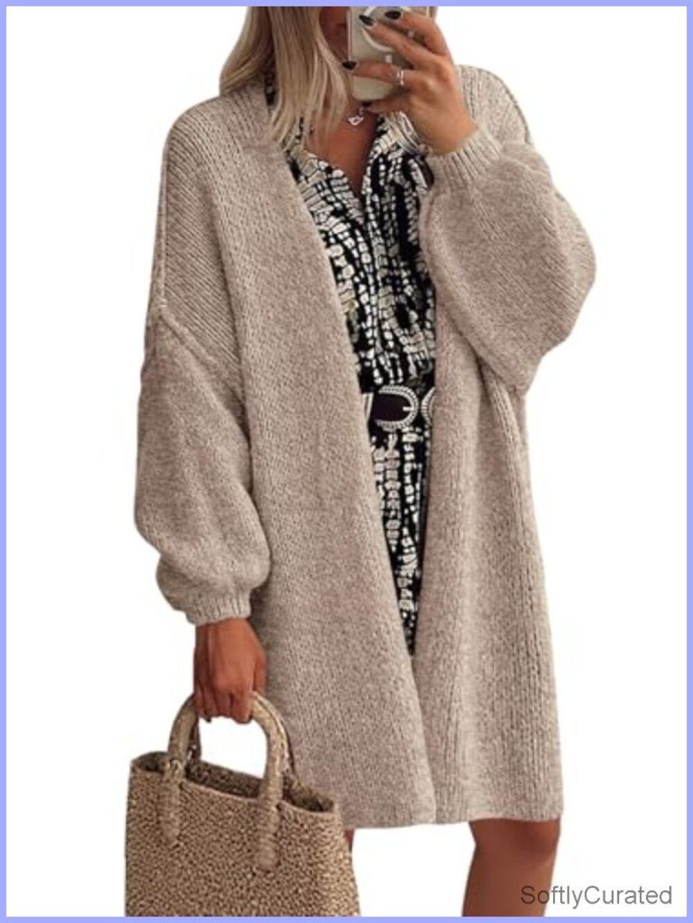 Oversized Long Cardigan Sweater Knit Open Front Casual Layering - Picture 4 of 6